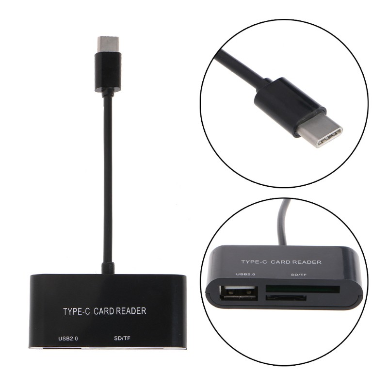 Đầu đọc thẻ cổng USB 3.1 Loại C kết nối thẻ SD/TF và cổng USB 2.0 OTG