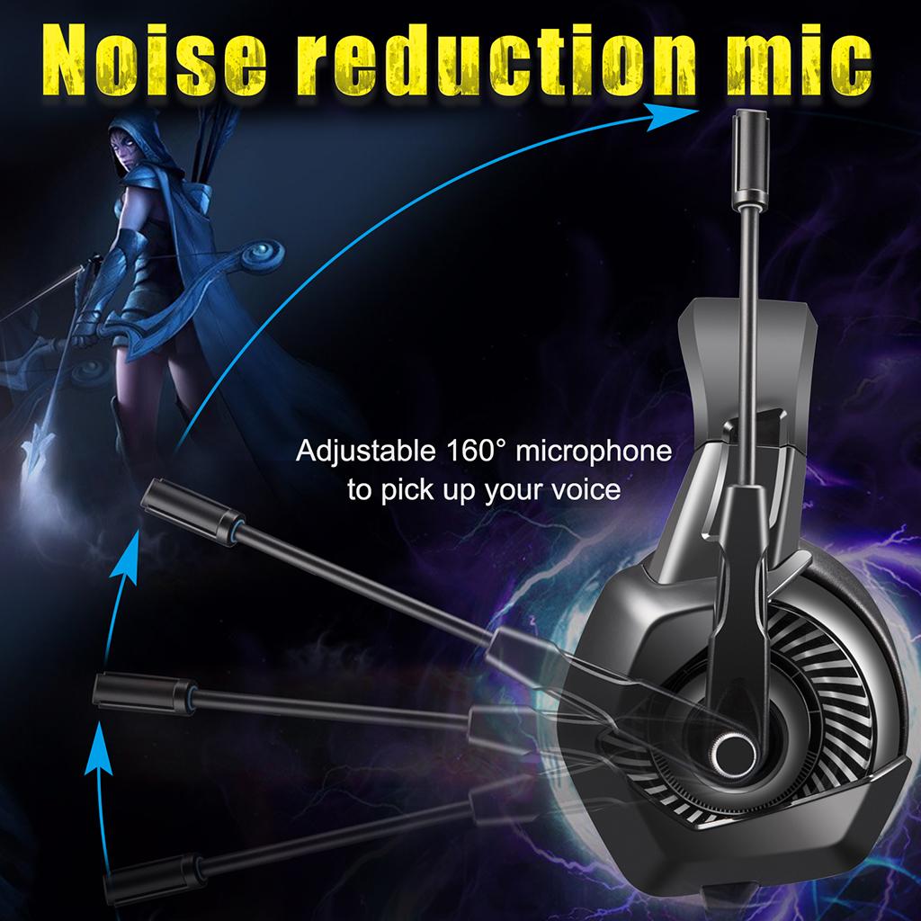 Gaming Headset with Microphone RGB Colorful LED Headphone for PS4