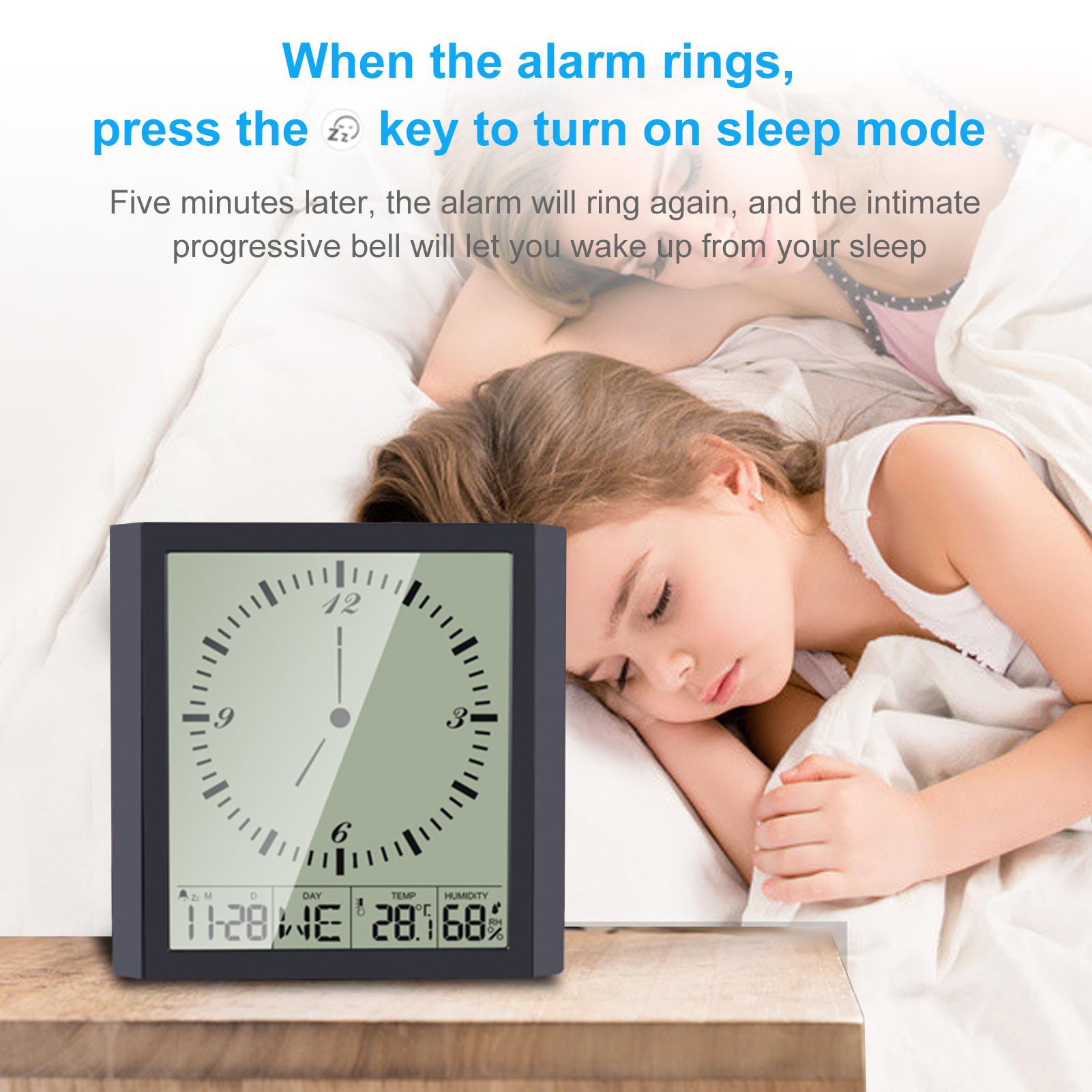 Đồng hồ treo tường đa chức năng báo thức, hiển thị nhiệt độ, độ ẩm
