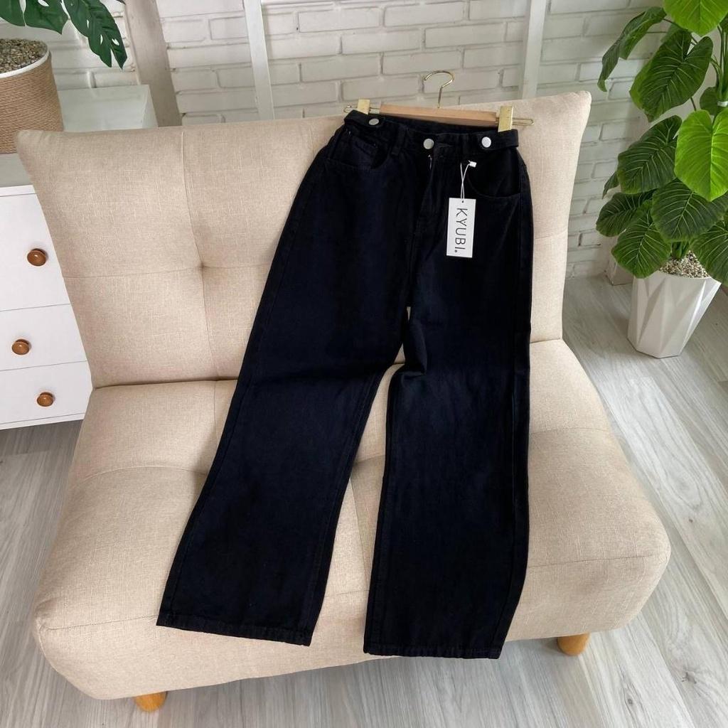 Quần Jean baggy ống suông rộng nữ Ulzzang Kyubi cơ bản có lai - Jean cullote Kyubi BJR21L