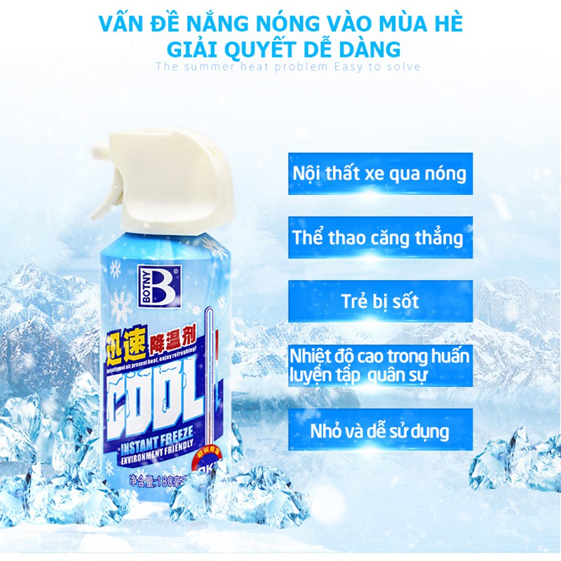 Bình xịt làm lạnh tức thời ô tô xe máy Instant Freeze Cool 260ml - Làm lạnh nhanh, khử mùi hiệu quả