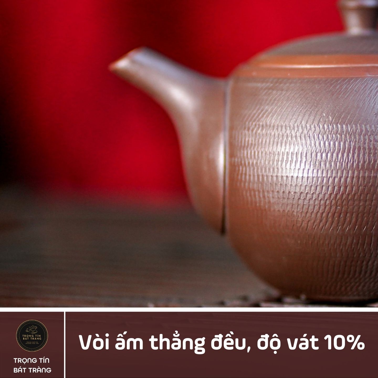 Ấm Trà Đạo, Ấm Uống Trà Độc Ẩm, Song Ẩm Nâu Ganh Viền Chỉ Đỏ Gốm Tử Sa Bát Tràng Trà Gia Quán Dáng Ấm Thủy Bình Dung Tích 300ml (Ấm Lẻ) AHS 42