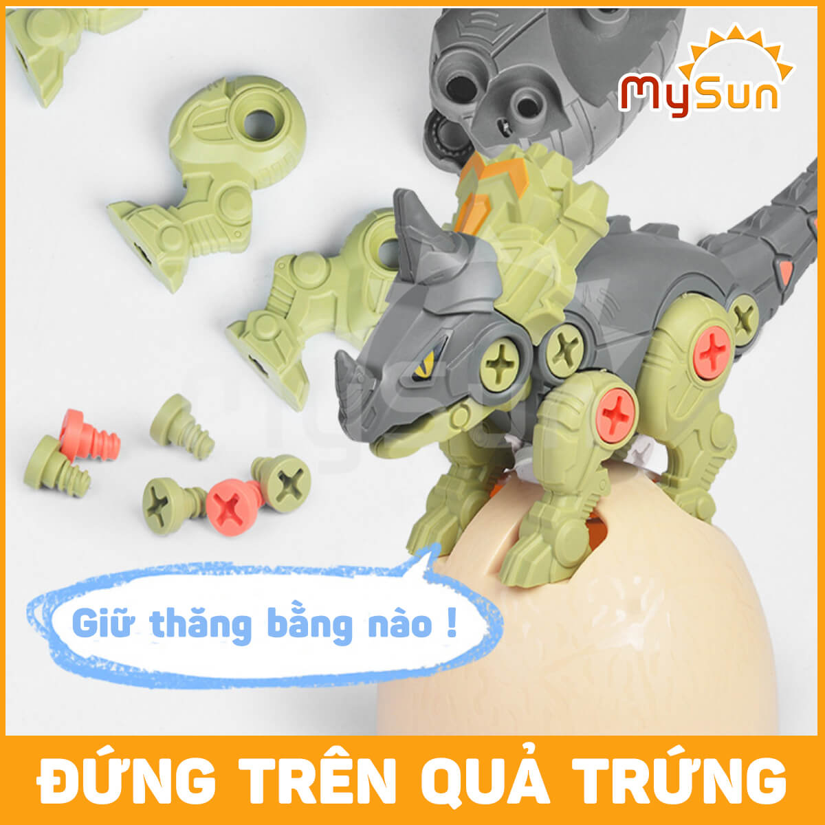 Đồ chơi bóc mở quả Trứng lắp ráp ghép khủng long bạo chúa biến hình MySun