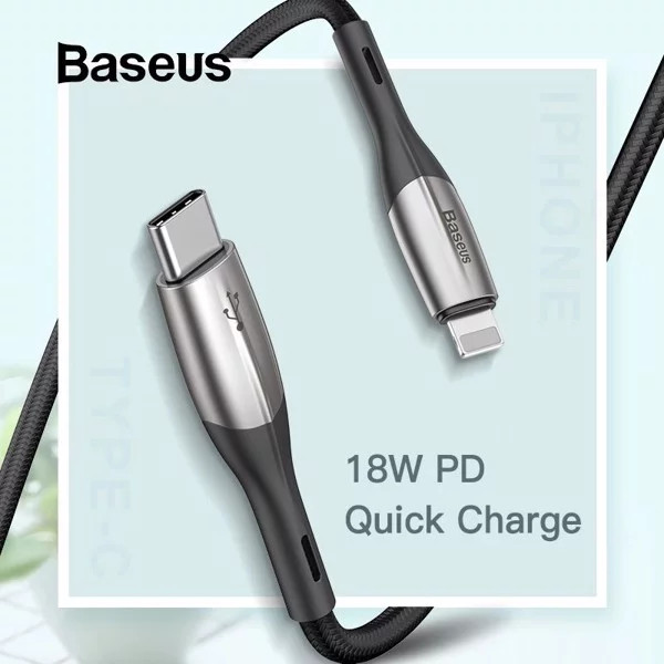 Dây cáp sạc nhanh 18W USB Type-C to Lightning dài 2m  hiệu Baseus HK11-Harizontal cho iPhone / iPad (trang bị đèn LED, sạc nhanh chuẩn PD 18W, Công nghệ chống đứt SR) - Hàng nhập khẩu