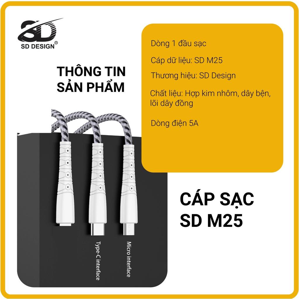 Cáp sạc Nhanh 5A chống gãy gập  SD DESIGN M25 Sạc và truyền dự liệu nhanh chóng, bảo hành 1 đổi 1