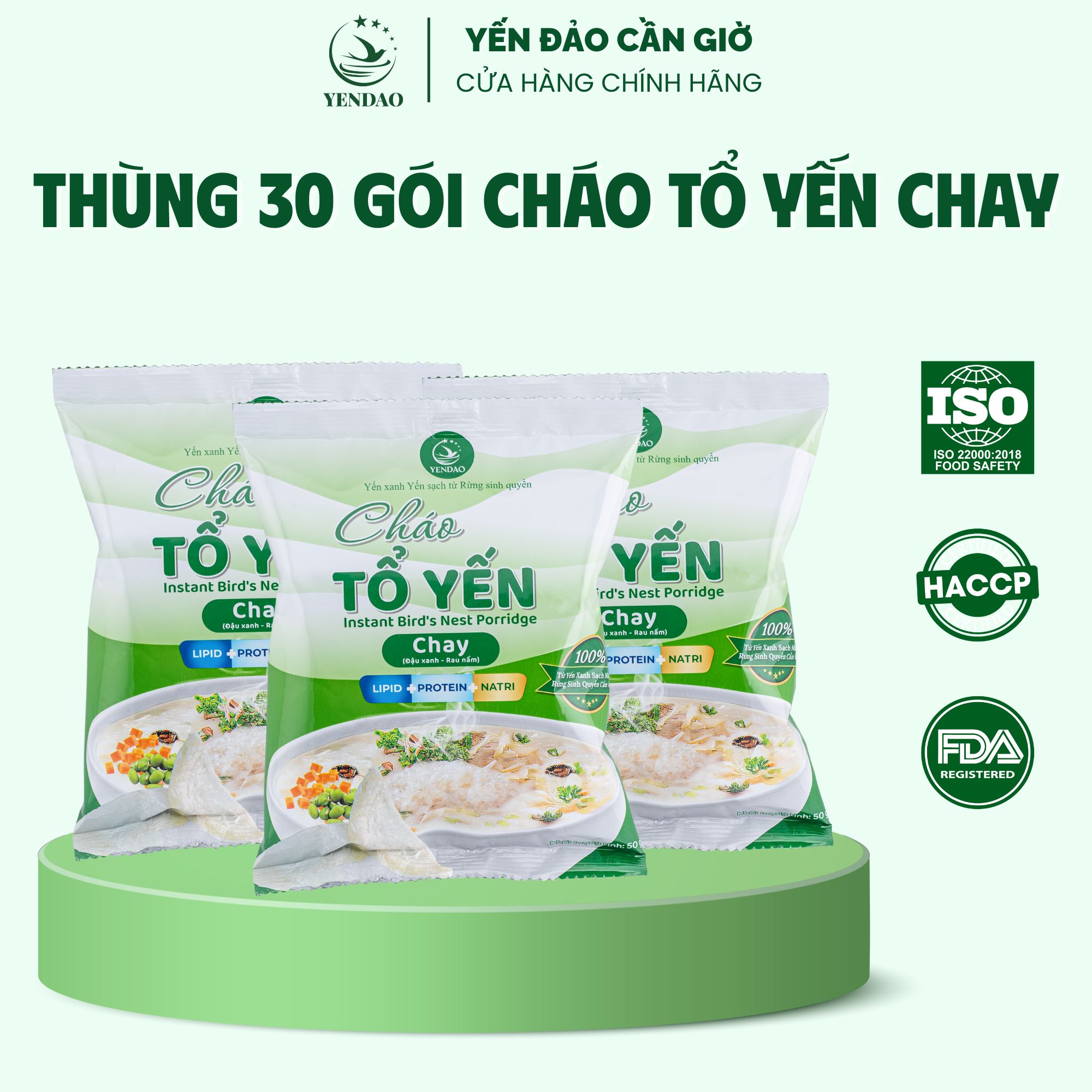 Yến Đảo - Thùng 30 Gói Cháo Yến Chay Chất Lượng Giàu Dinh Dưỡng Ăn Liền Tiện Lợi