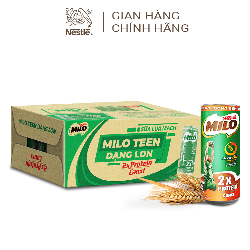 Sữa Lúa Mạch Nestlé MILO Lon Thùng 24 Lon x 240 ml (4x6x240ml)