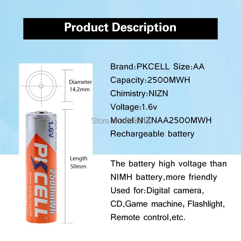 10 Chiếc PKCELL Pin AA Ni-Zn AA Sạc 1.6V 2500mWh bateria Pin Sạc Cho Đồ Chơi Pin Máy Ảnh Điện Áp Danh Định: 1.6V
