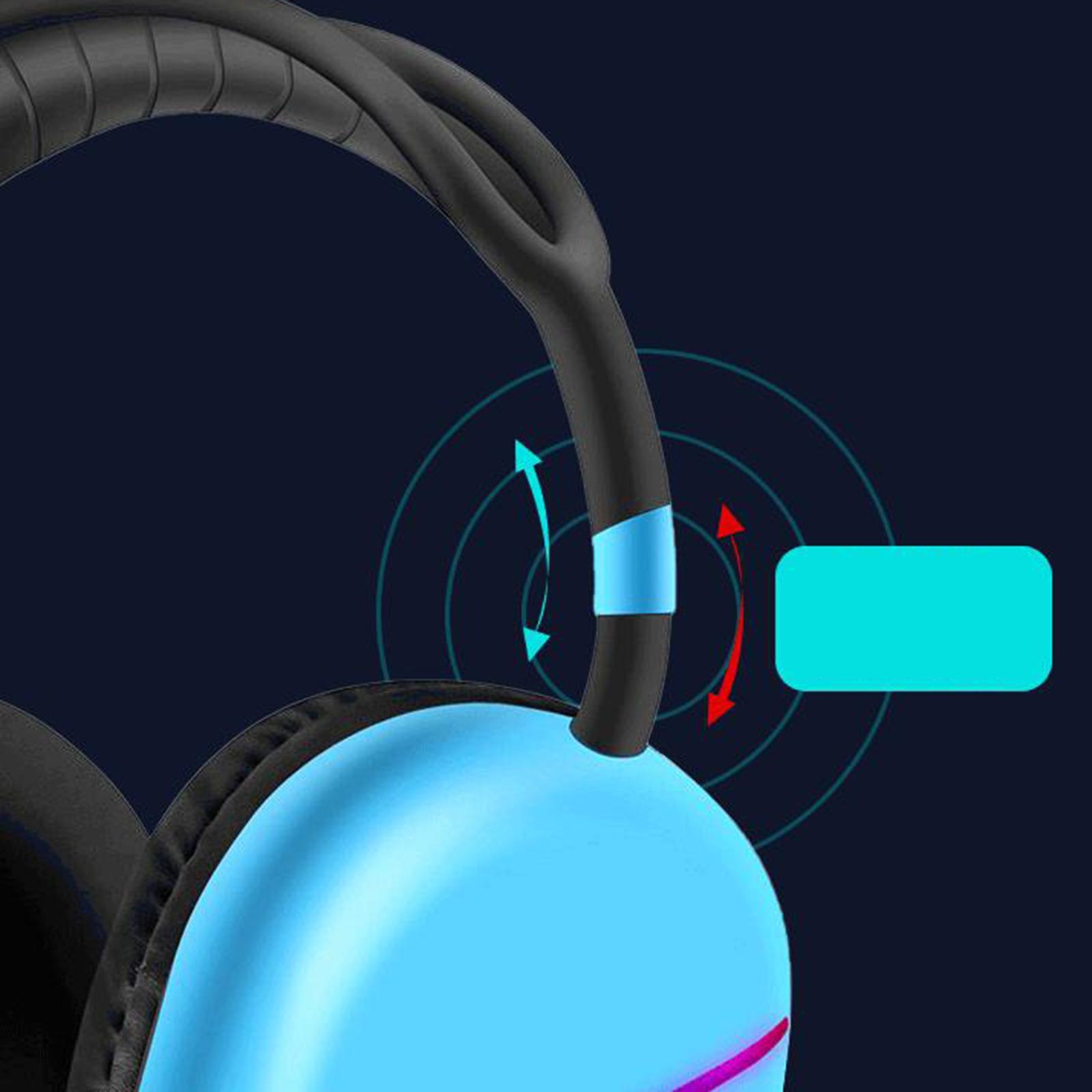 Bluetooth Wireless Headphones Low Latency RGB Light Noise Reduction Black