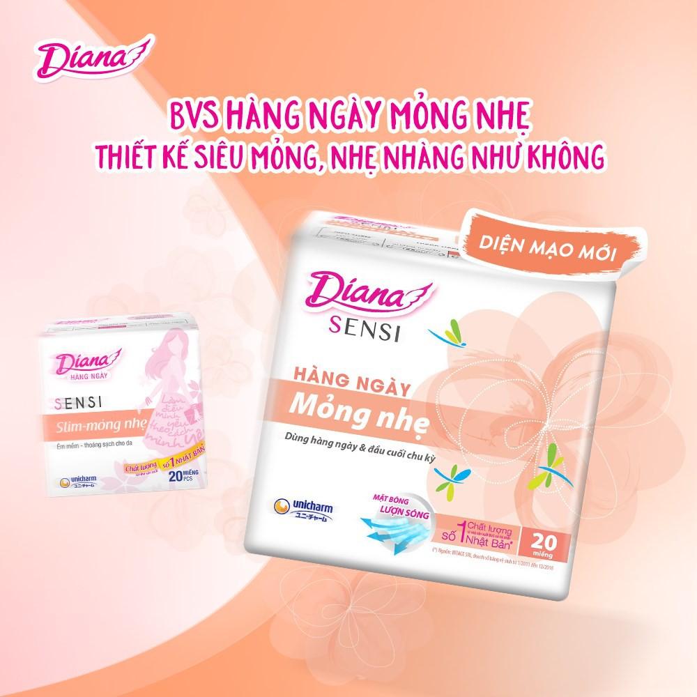 COMBO 3 Băng vệ sinh Diana Sensi Hàng ngày Mỏng nhẹ 20 miếng/gói X3