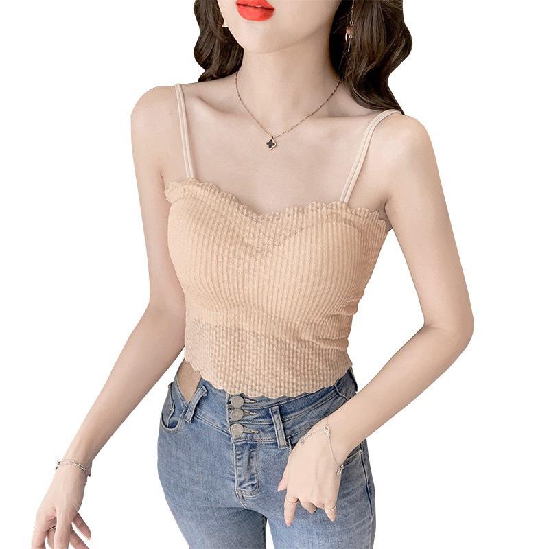 Áo bra Áo lót ngực nữ cotton len tăm viền hoa hai dây siêu mảnh sexy kèm mút ngực Pasana0206