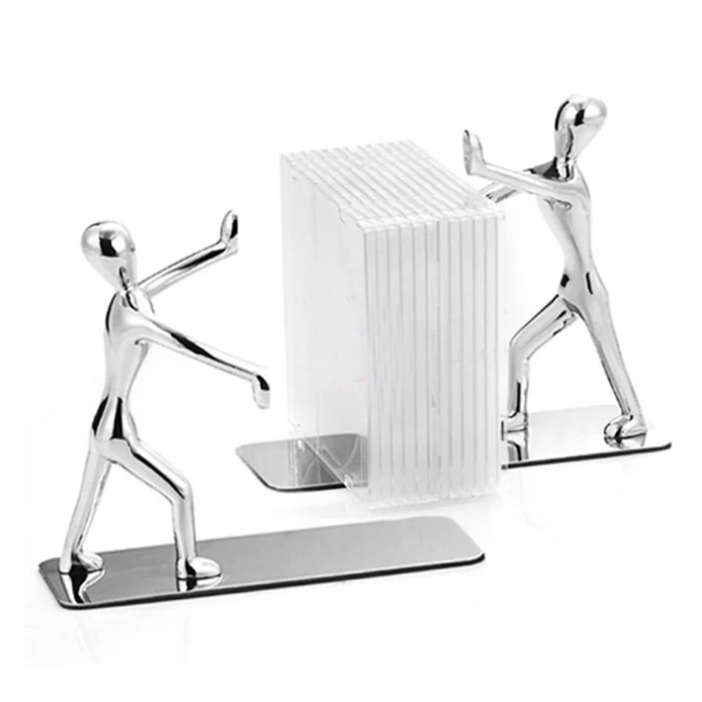2pcs/set Decorative Kungfu Man Bookends Heavy Duty Metal Book Ends Book Stands Bookshelf