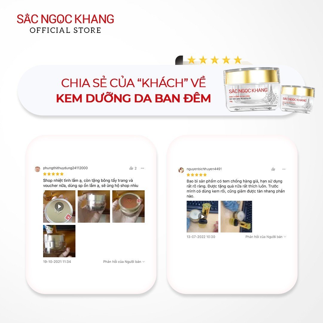 Kem dưỡng ban đêm Sắc Ngọc Khang dưỡng sáng và mờ thâm nám 30g