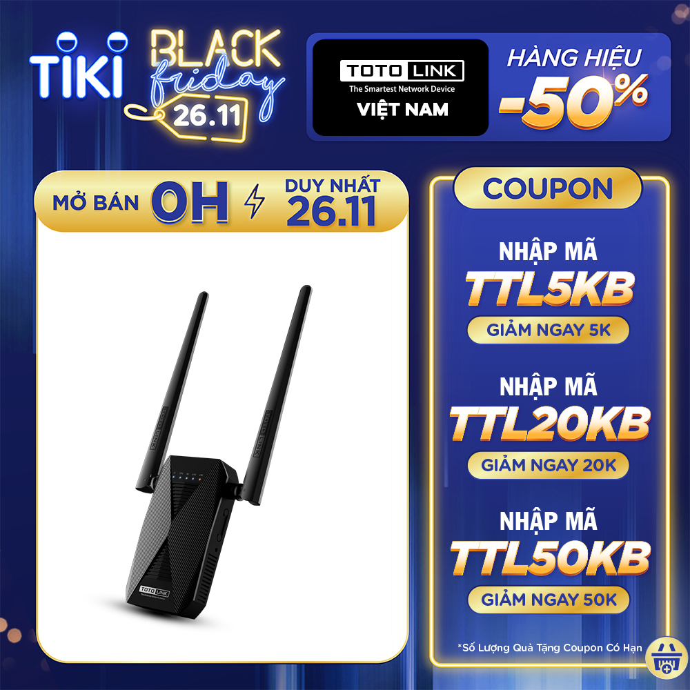 TOTOLINK EX1200T - Bộ mở rộng sóng Wi-Fi băng tần kép AC1200 - Hàng chính hãng