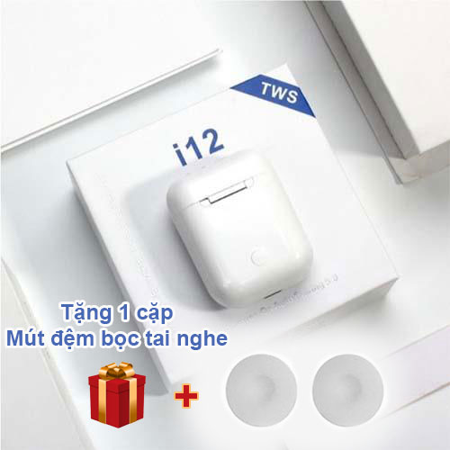 Tai nghe không dây bluetooth i12 / Inpods 12 TWS V5.0 - Công nghệ tiên tiến, âm thanh chất lượng cao - Tặng kèm 1 cặp mút đệm bọc tai nghe, giúp êm tai