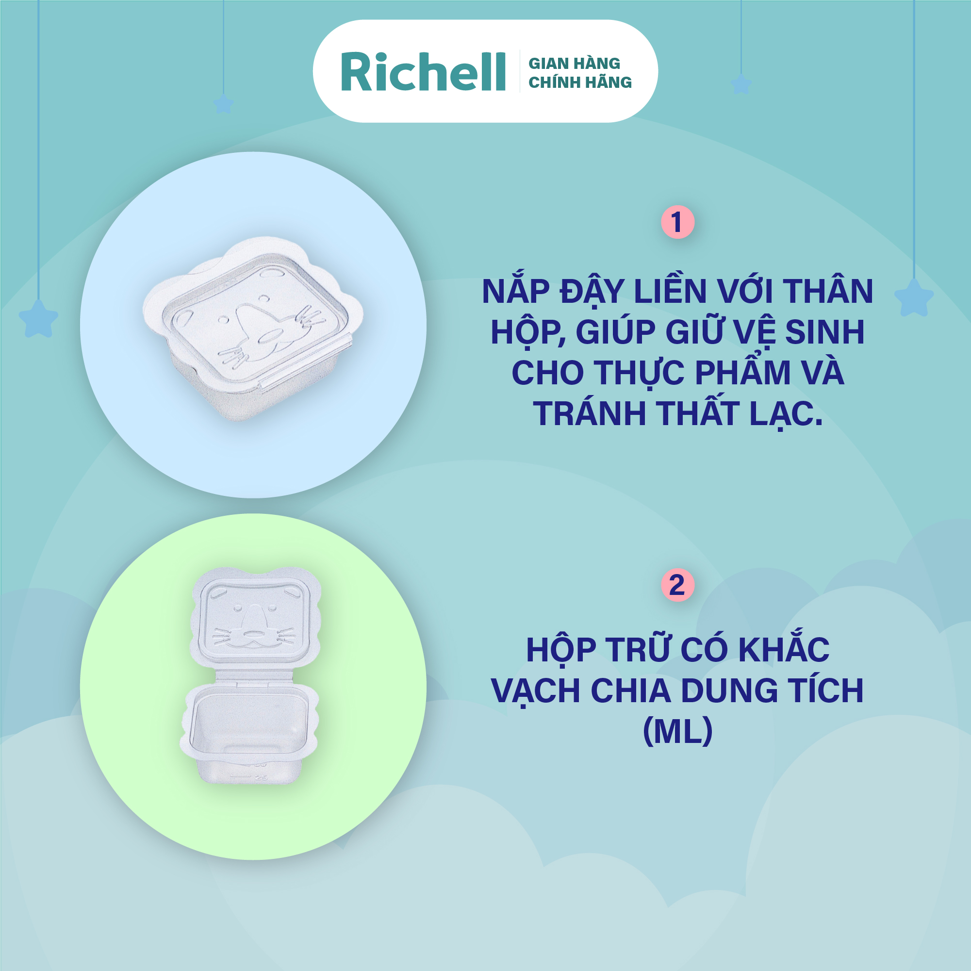 Bộ Hộp Trữ Thức Ăn Dặm Richell 50-100-150ml