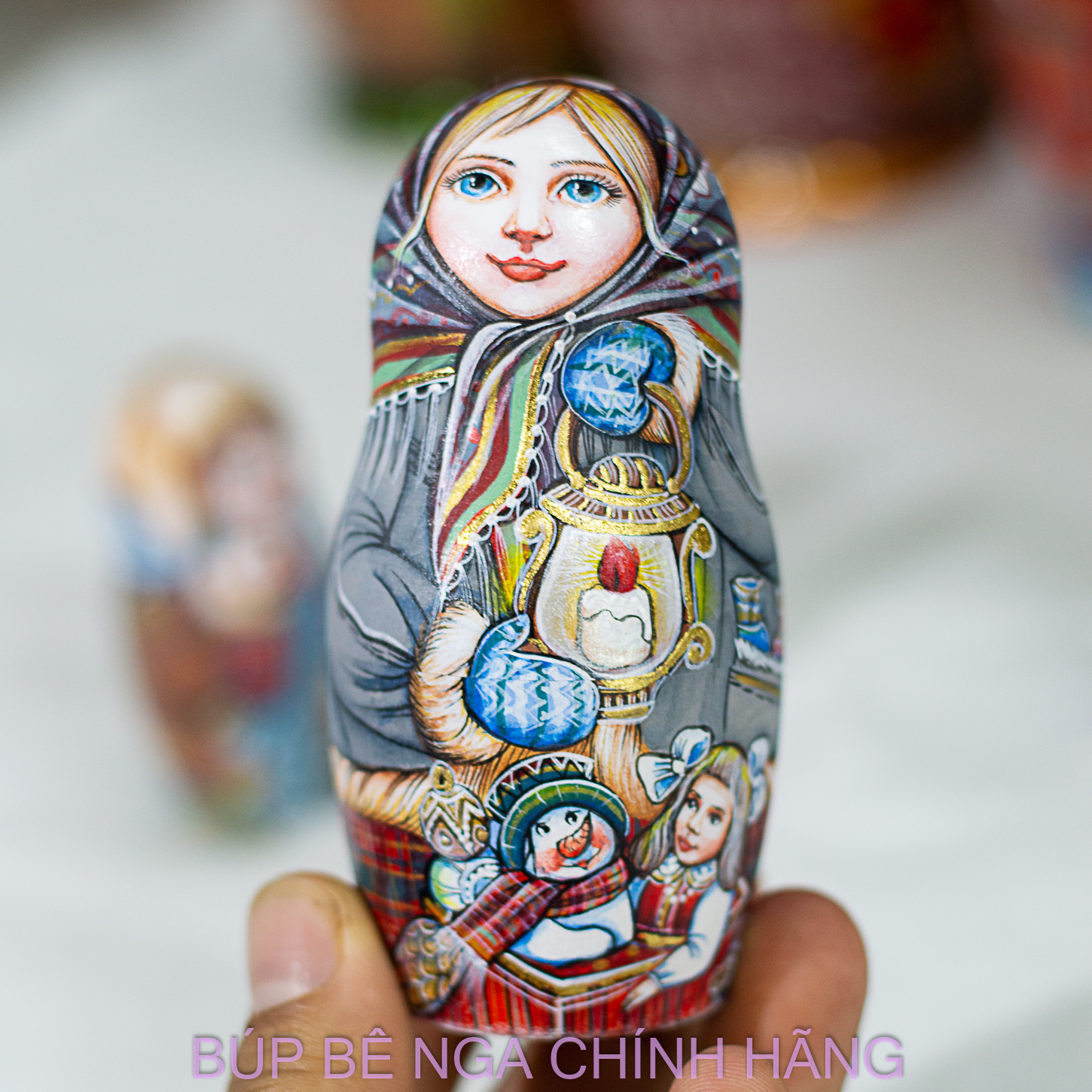 BỘ BÚP BÊ NGA MATRYOSHKA 5 LỚP 20CM HOA VĂN "CÔ BÉ MÙA ĐÔNG" CỰC ĐẸP VÀ PHONG CÁCH, CÁ TÍNH