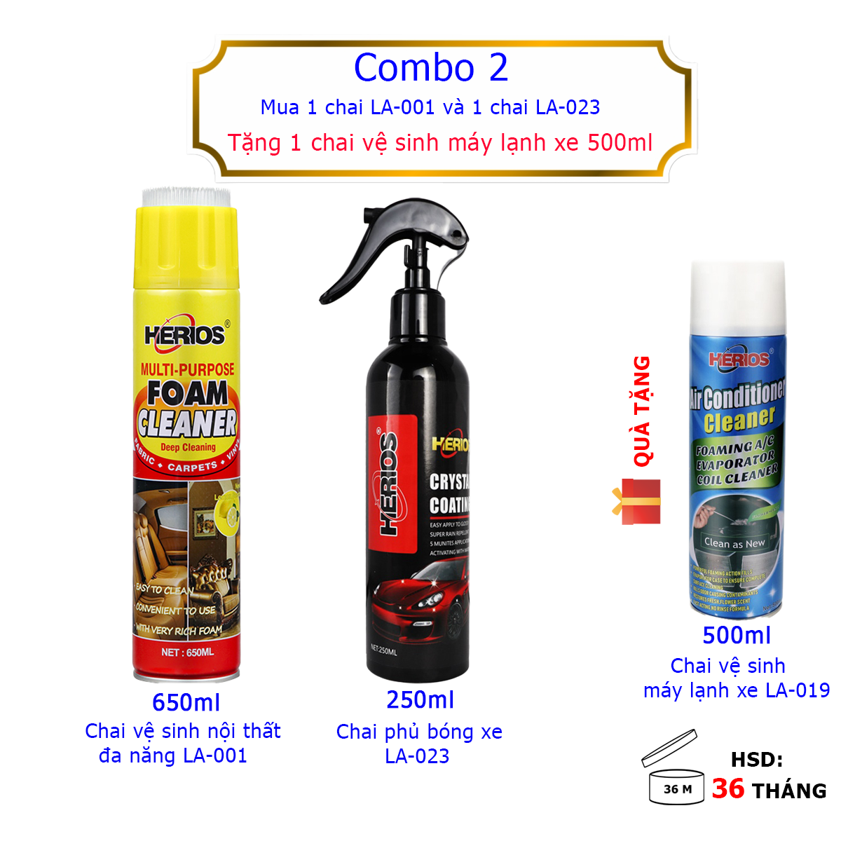 Combo 3 sản phẩm chăm sóc xe hơi Herios CB-02CC 1400ml