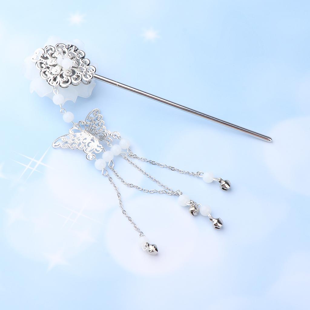 Vintage Hair Stick Chopstick Flower Hairpin Chignon Pin Tassel Pendant Decor
