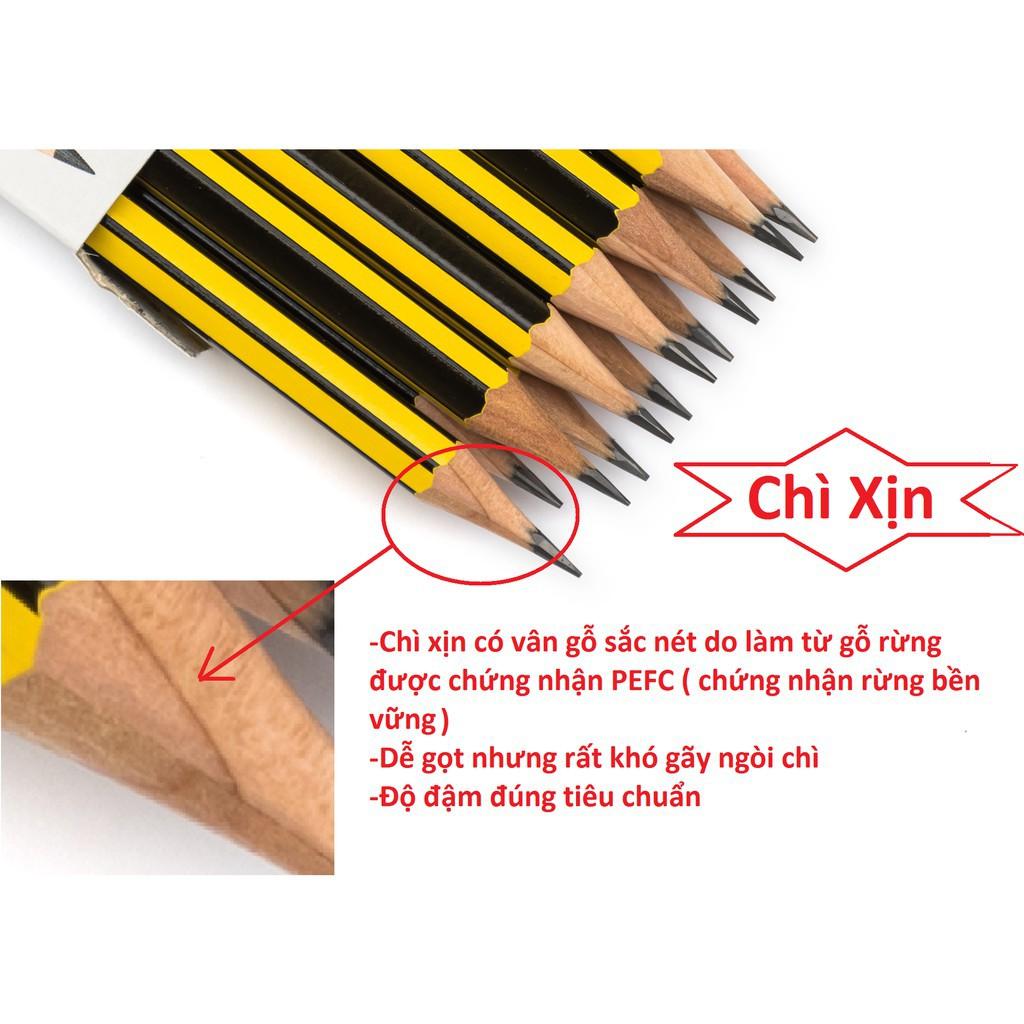 Hộp 12 bút chì Staedtler 120-HB (bút Đức sọc vàng đen đầu đỏ)