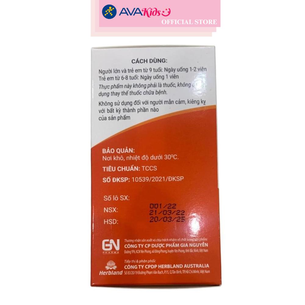 Viên uống Herbland Healthza Vitamin D3 1000IU hỗ trợ hấp thu canxi 60 viên (từ 6 tuổi)