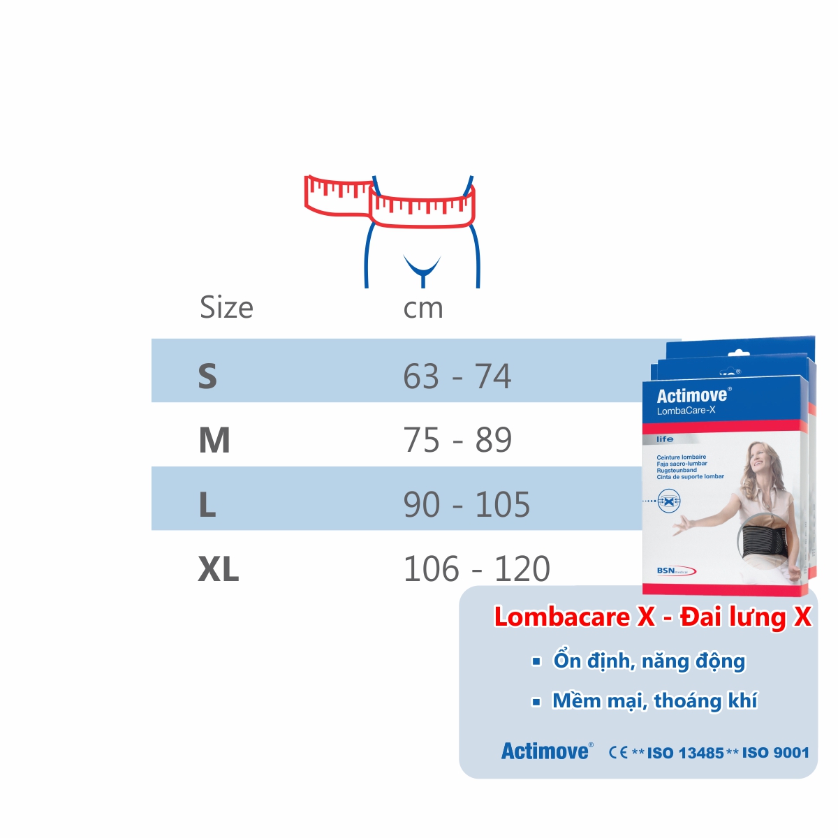 Đai lưng chấn thương cao cấp Actimove Lombacare X