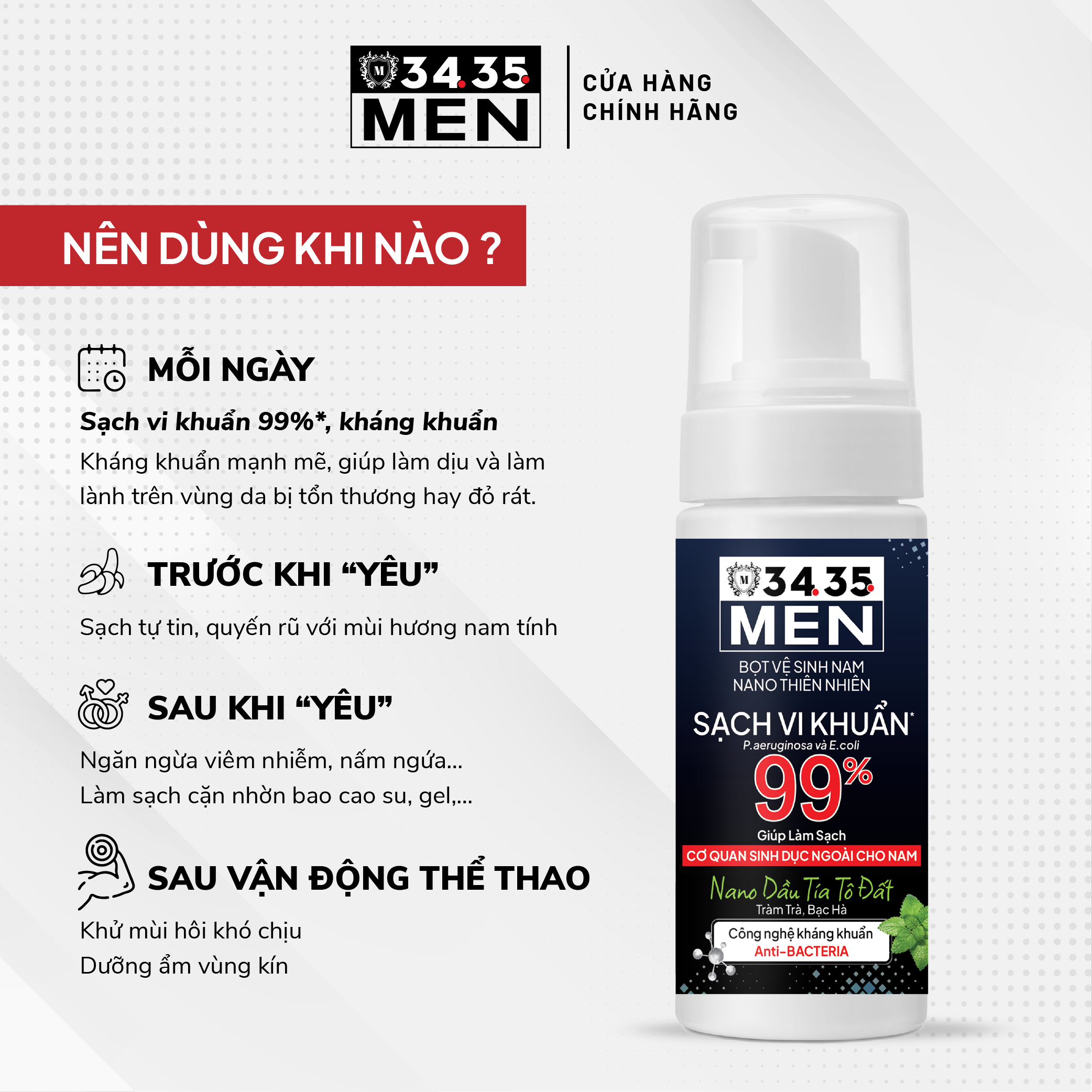 Bọt Vệ Sinh Nam Nano Thiên Nhiên 3435 MEN - 150ml