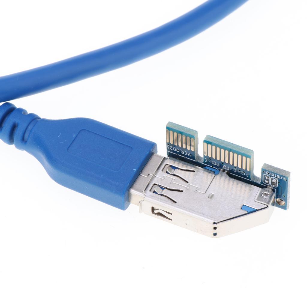 Express PCI-E 1x To Dual 4x Extender Riser Card Adapter USB 3.0 Cable