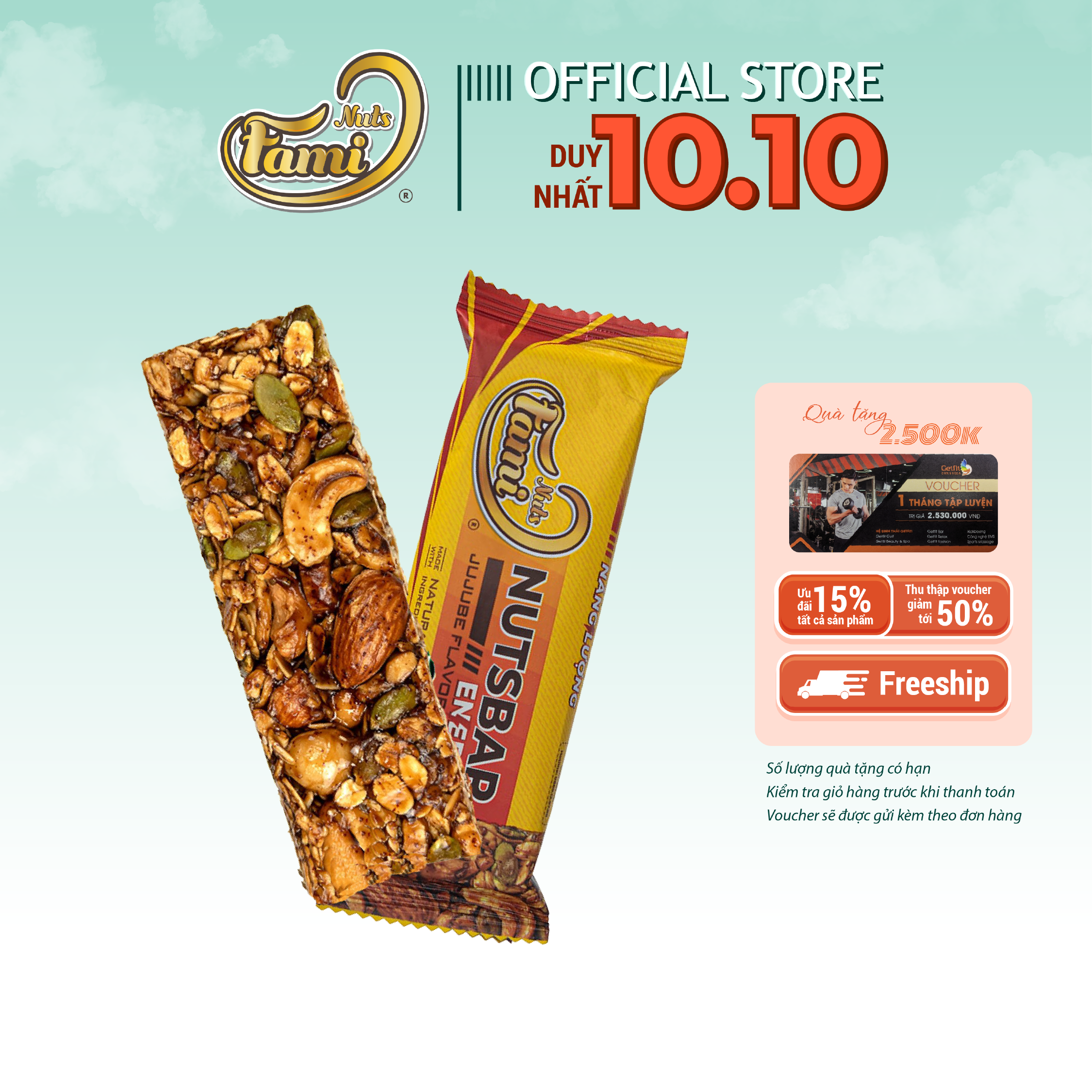 Thanh Hạt Năng Lượng FAMINUTS Nutsbar Energy 40g - Thực Phẩm Tiếp Năng Lượng Lành Mạnh