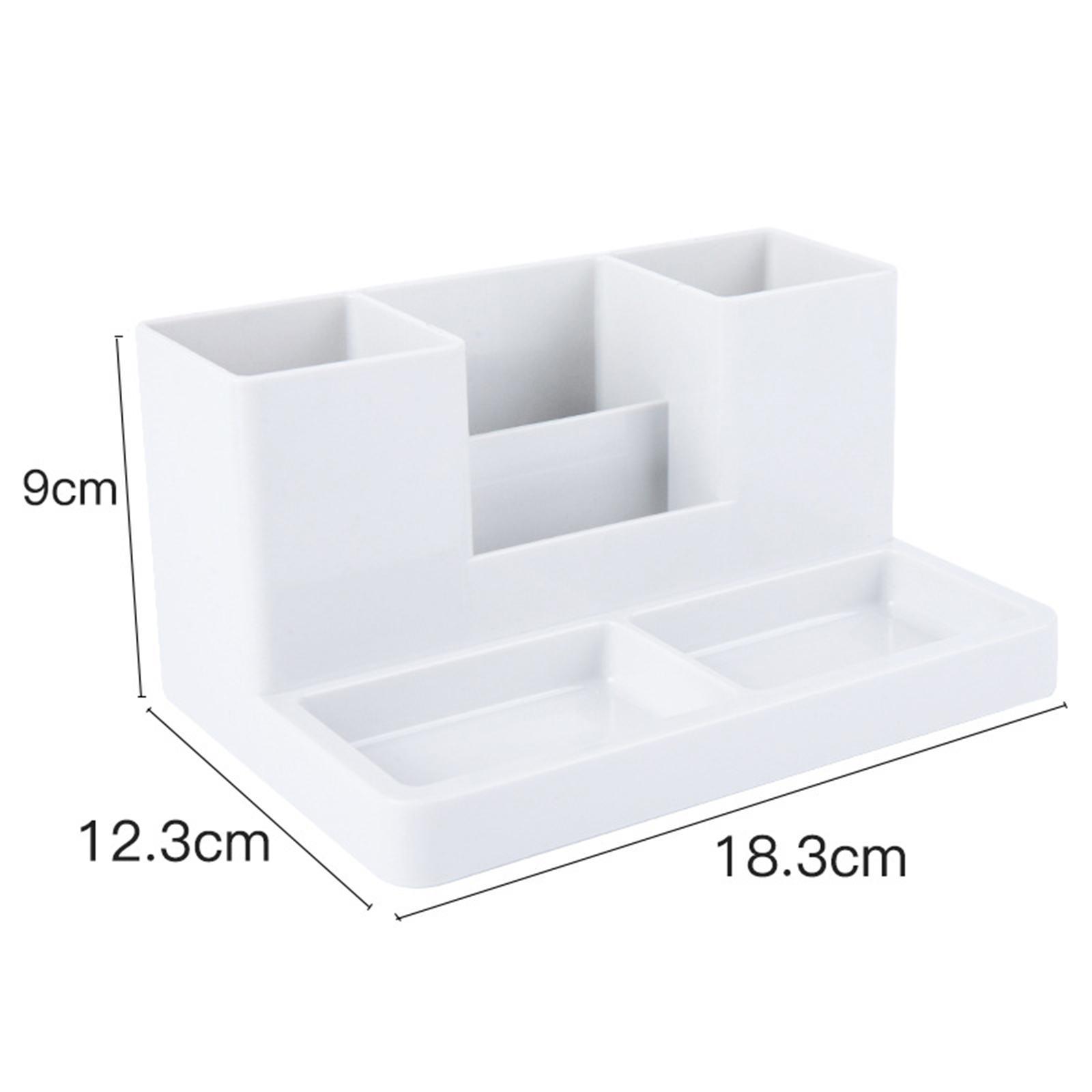 Storage Box Business Card/Pen/Pencil Holder Storage Box Office Accessories Caddy Sticky Note Tray Case Desktop Organizer with Pencil Holders