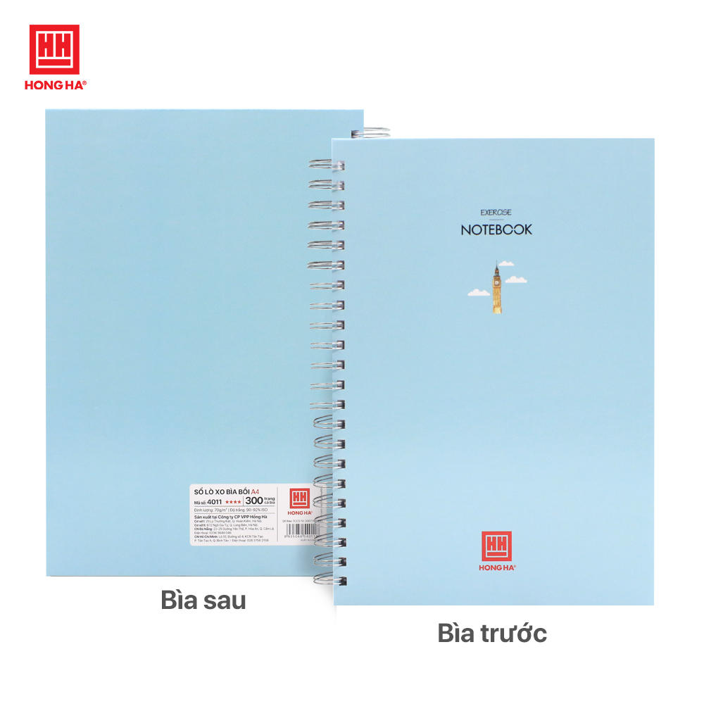 Sổ lò xo kép A4 Hồng Hà 300 trang bìa cứng - 4011