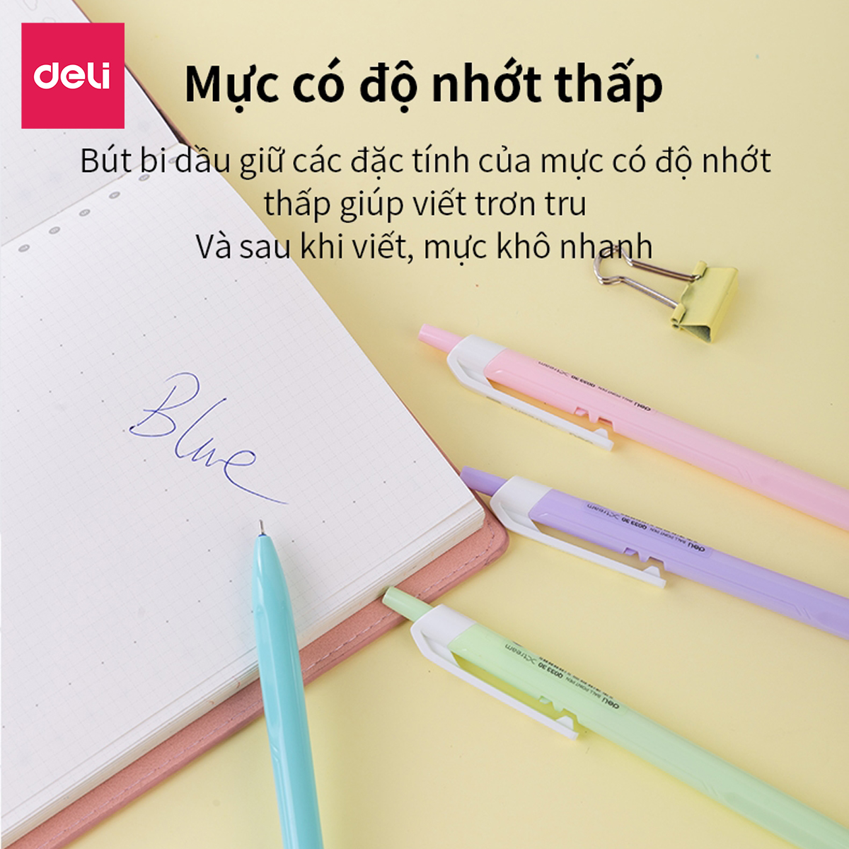 Combo 5-10-20 Bút Bi Xanh Ngòi 0.7 Đầu Bấm Deli - Vỏ Nhựa Màu Sắc Xinh Xắn Cute Macaron Pastel Viết Siêu Mượt - Phù Hợp Văn Phòng Học Sinh Ghi Chép Sổ Tay - EQ03330