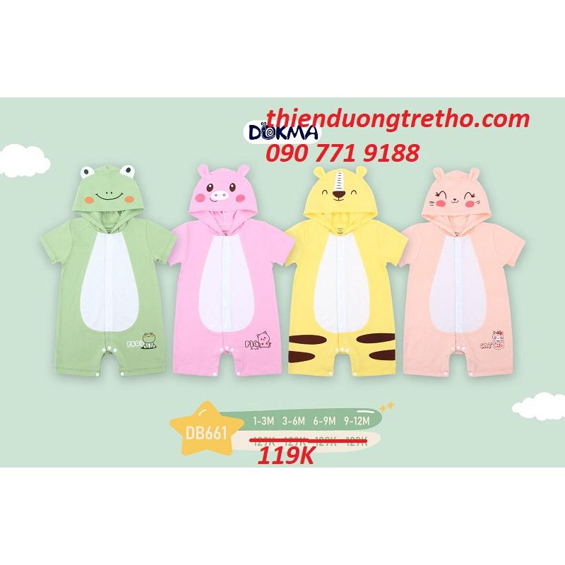 Body Sơ Sinh cài giữa Hình Thú có Mũ Dokma DB661 Cho bé 1-12M