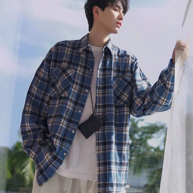 Áo sơ mi nam form rộng 2N Unisex somi khoác ngoài kẻ sọc số 10