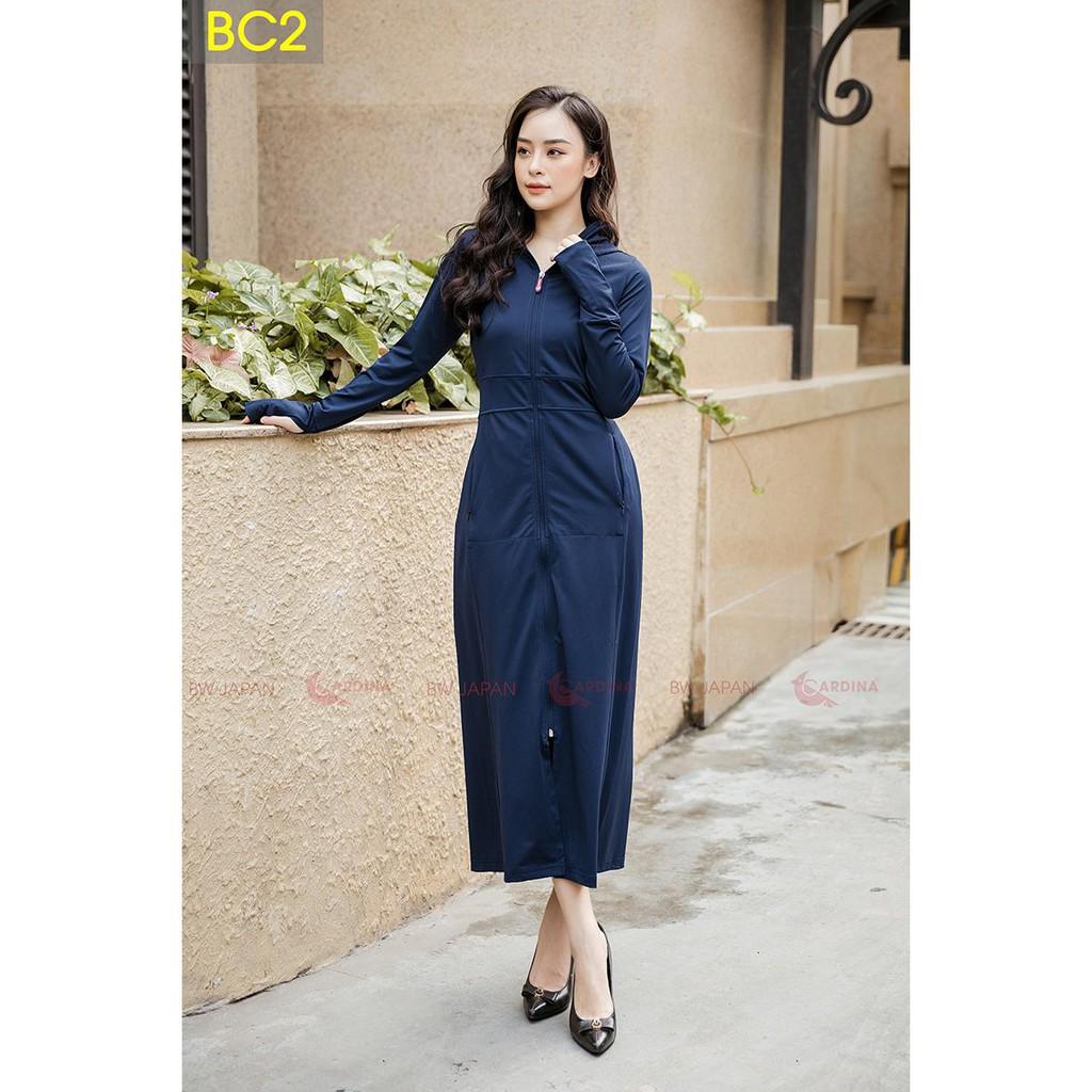 Áo chống nắng Cardina, Áo khoác chống nắng Cardina, Dáng dài hai lớp, Thun lạnh, Làm mát cơ thể, Ngăn tia UV 97%