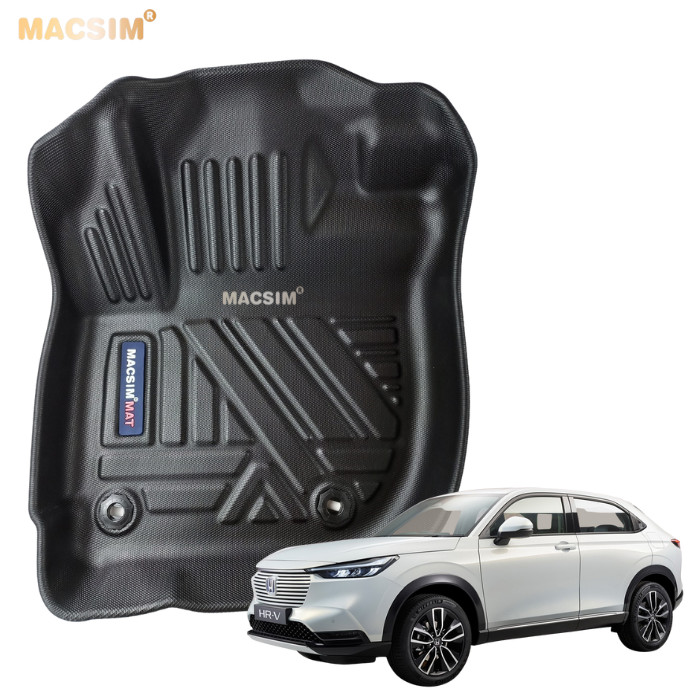 Thảm lót sàn xe ô tô Honda HRV 2019 -2022 Nhãn hiệu Macsim chất liệu nhựa TPV cao cấp màu đen