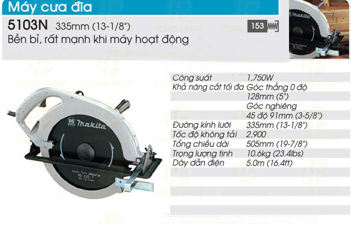 MÁY CƯA GỖ MAKITA Chính Hãng Nhật 335mm 1750w 5103N