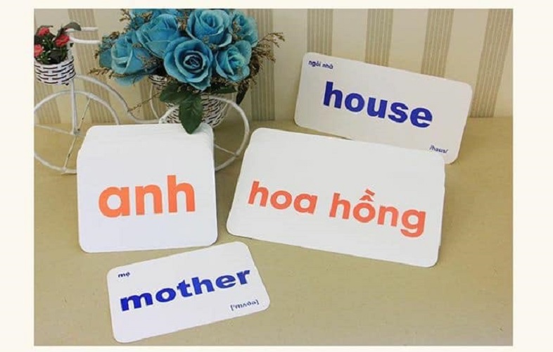 Bộ thẻ học từ đơn từ ghép Việt-Anh TẶNG KÈM THƯỚC ĐO CHIỀU CAO CHO BÉ