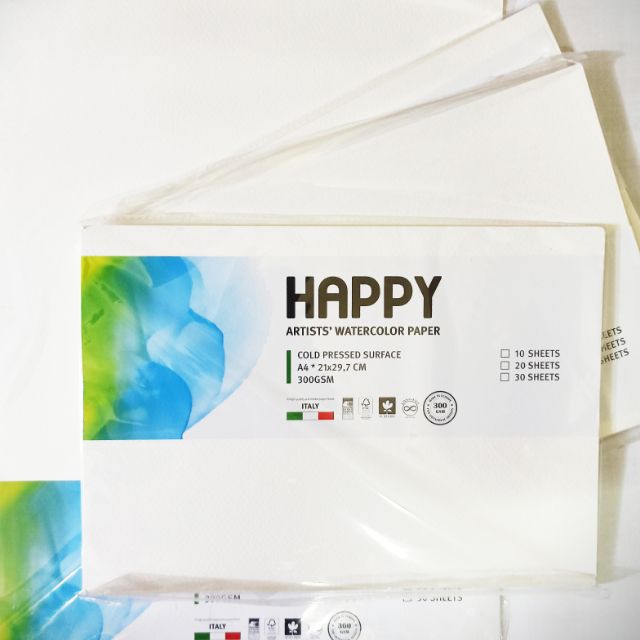 Giấy vẽ Màu Nước HAPPY 300gsm (vân nổi COLD)