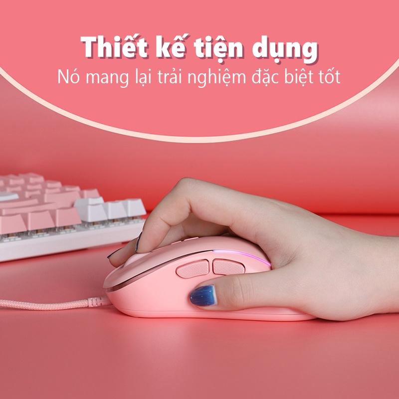 Chuột chơi game có dây ONIKUMA CW907 màu hồng với đèn RGB [Hàng chính hãng]