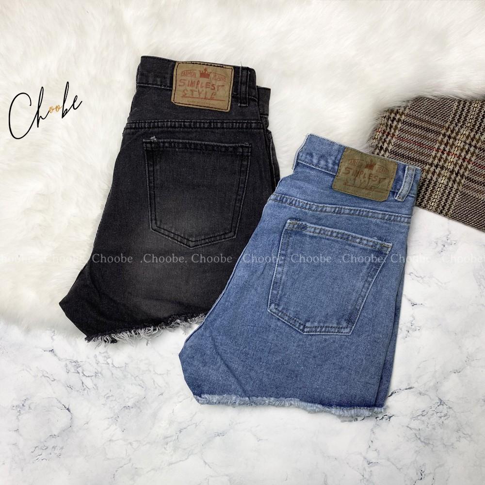 Quần short jean nữ Choobe trơn lưng cao thêu hình hoa cúc phong cách thời trang QSJ02