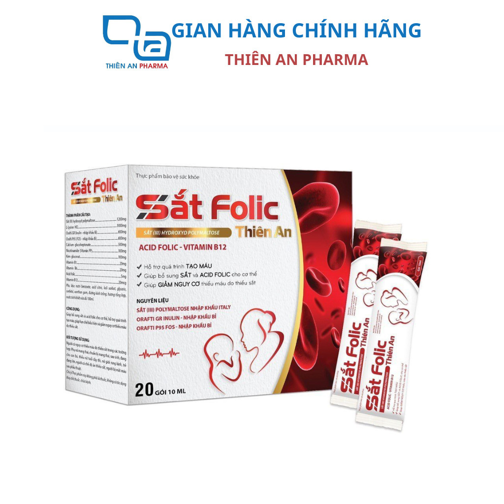 Sắt Folic Thiên An Hỗ Trợ Bổ Sung Sắt Và Acid Folic Cho Cơ Thể, Hỗ Trợ Quá Trình Tạo Máu