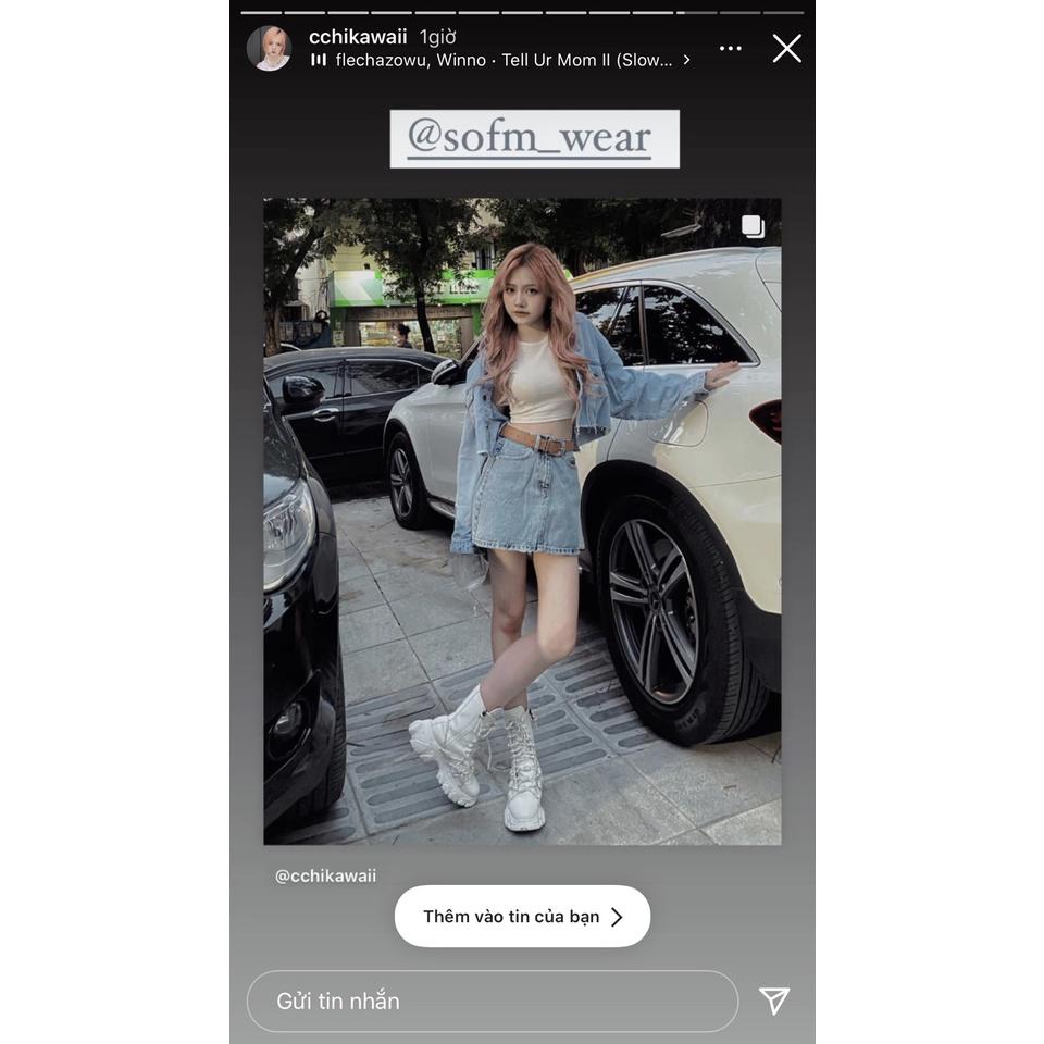 Chân Váy Jean Bassic Chữ A Không Quần Sofm