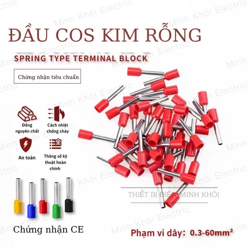 Đầu cos pin rỗng bọc nhựa 100c, cos pin rỗng,cốt kim thông,kim dài đủ kích thước