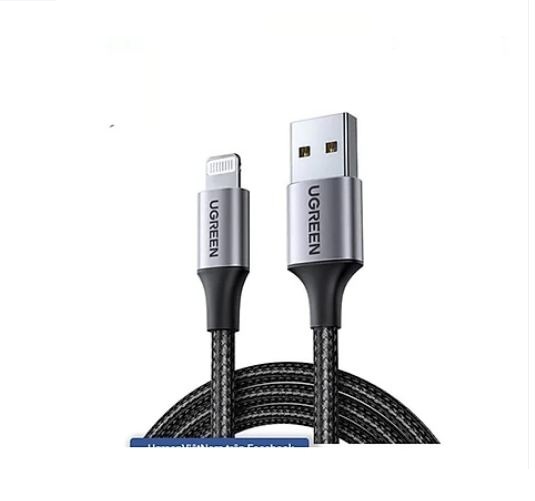 Cáp Usb ra Ligh tnings mạ nickel đầu bọc nhôm ugreen 60158 2m B - hàng chính hãng