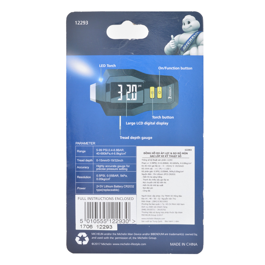 Đồng Hồ Đo Đo Áp Lực Michelin 12293