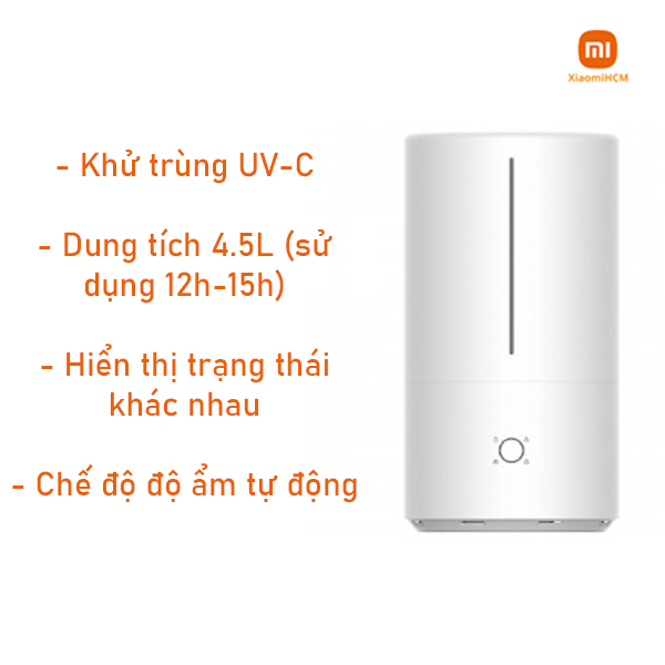 Máy phun sương tạo độ ẩm Xiaomi - Hàng chính hãng - Mi Smart Antibacterial Humidifier, Máy tạo độ ẩm diệt khuẩn Xiaomi