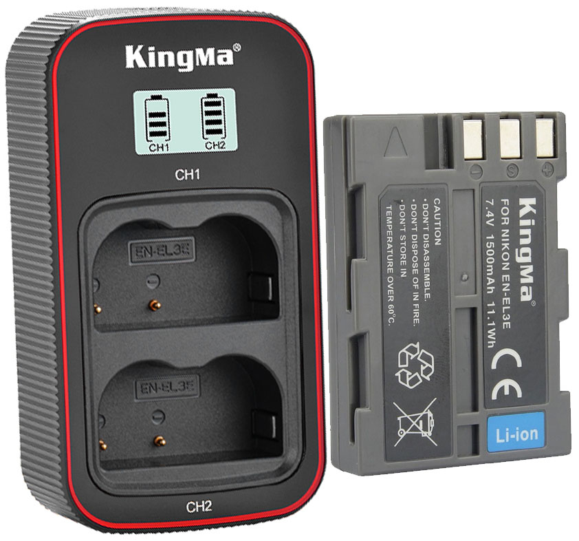 Pin sạc Ver 3 Kingma cho Nikon EN-EL3E (Sạc Type C siêu nhanh), Hàng chính hãng