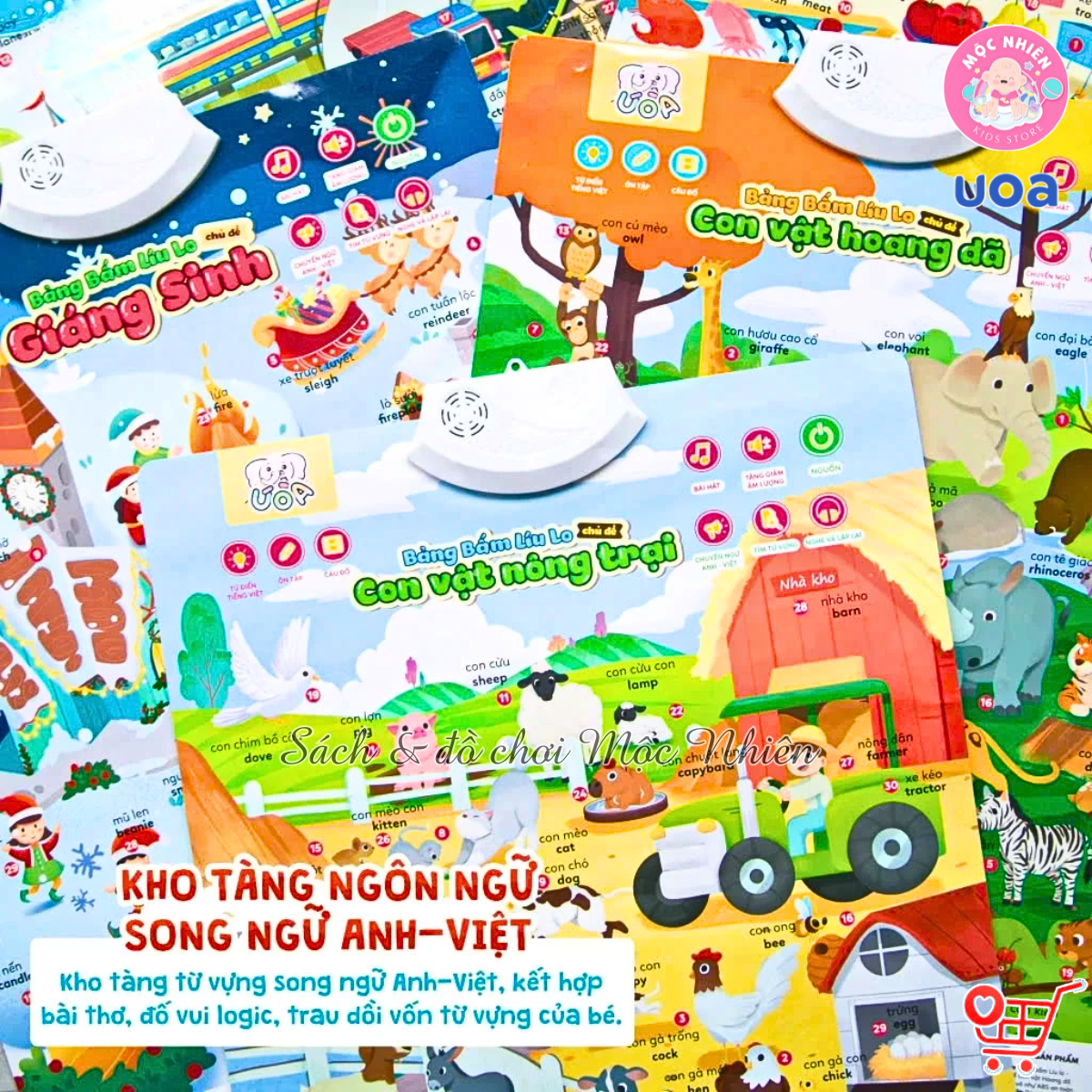 Đồ chơi Bảng âm thanh bấm Líu Lo dạy cho trẻ học phát âm song ngữ Anh Việt Ú Òa giúp bé phát triển trí thông minh