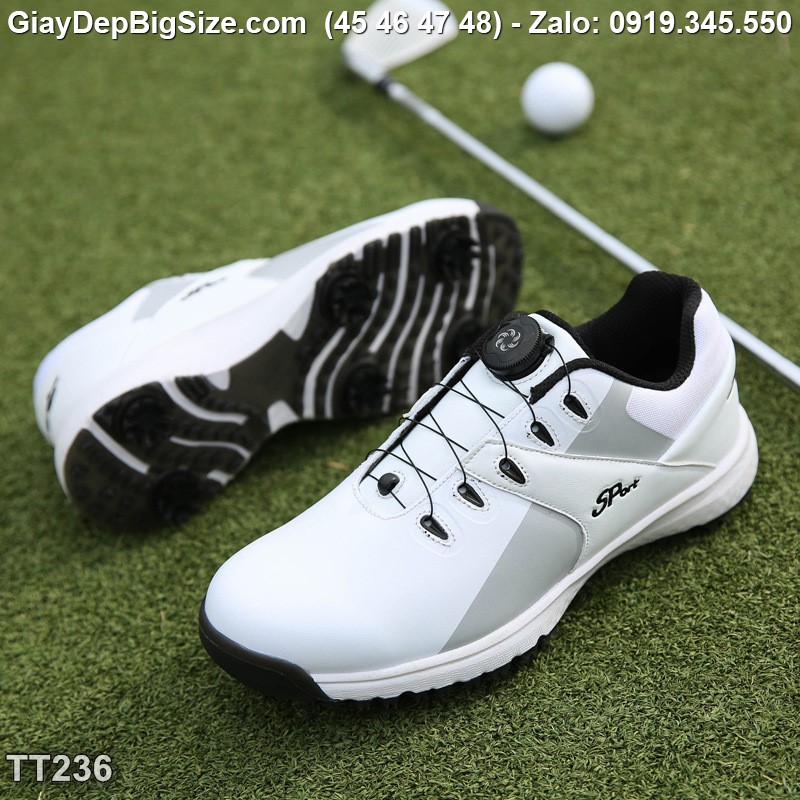 Giày chơi gôn, giầy tập Golf cỡ lớn 45 46 47 48 cho nam cao to chân ú bè. Big size golf shoes for wide feet